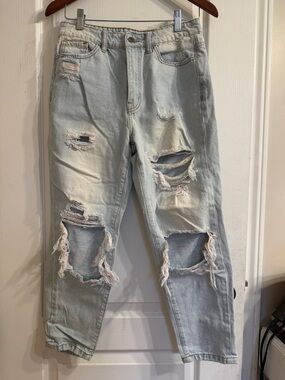 Fashion Nova Light Wash Distressed Boyfriend Jeans